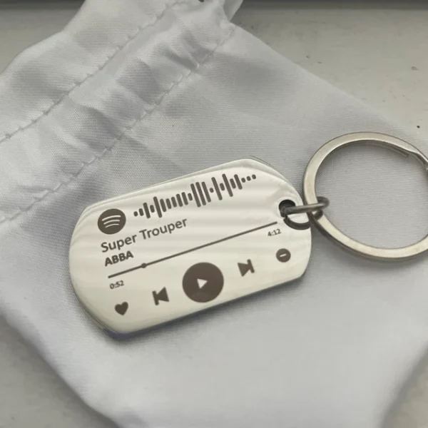 Silver Spotify Music Keychain