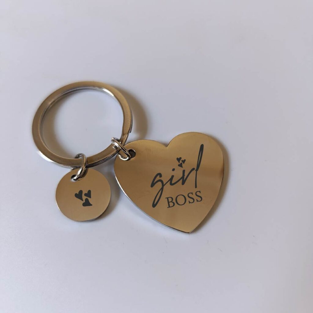 Girl boss heart shape keychain