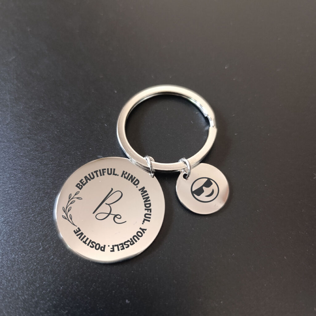 Be mindful round keychain