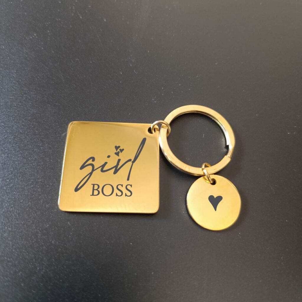 Girl Boss Square Keychain